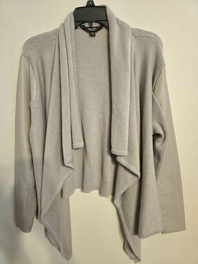Simply Vera Vera Wang Light Gray Draped Open-Front Cardigan